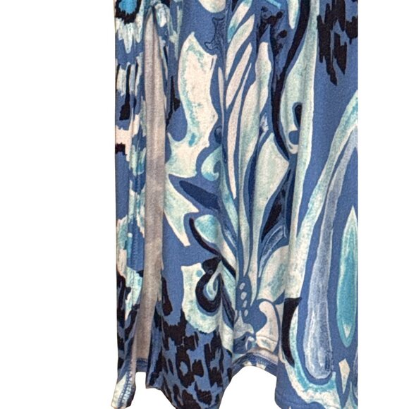 Chicos Size 4 (20/22) Short-Sleeve Blue Paisley Print Dress Rayon/Spandex Blend - Picture 3 of 8